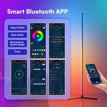 LED Corner Floor Lamp - DIY Color Changing, RGB Smart Modern Lamp (Adjustable, Approx. 142cm) With Remote Control And App Remote Control, Powered By USB Port, Four Modes That Move With The Music, Suitable For Game Rooms, Bedrooms, And Holiday Decorations - AS-02/1 - Xem 9
