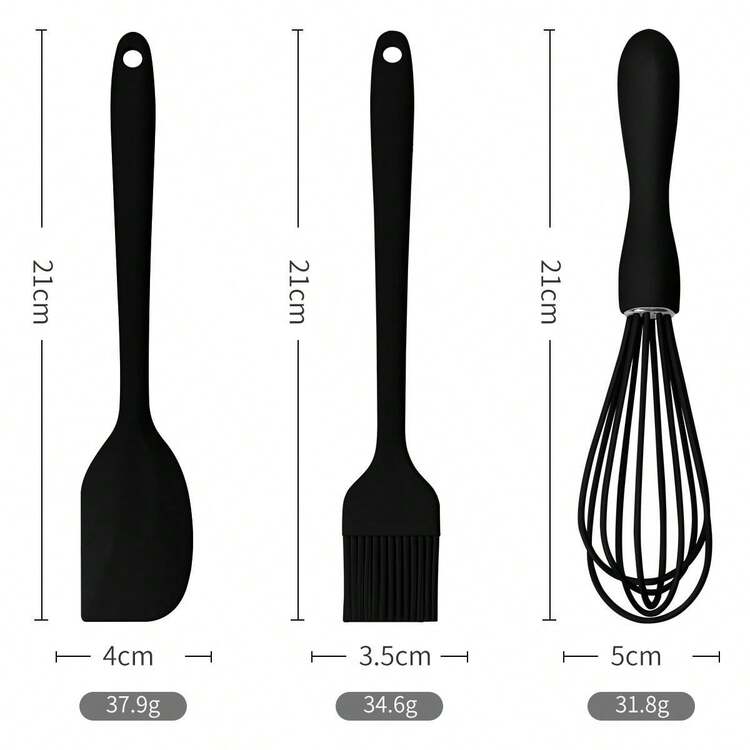 1件/3件套硅胶不粘锅具套装，耐热蛋糕铲、食物夹、打蛋器、油刷，厨房烘焙烹饪工具，新年、母亲节、毕业季的绝佳礼物 - 彩色 - 查看 9