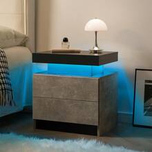 Modern Style Bedside Table With Two Drawers, Easy Assembly, Ample Storage Space, Suitable For Bedrooms And Living Rooms - Gray - 查看 3
