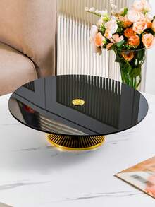1pc Acrylic Dessert Tray, European Minimalist Design, Food Plate For Home Gathering Decoration, Cake Tray - Tall Plate With Gold Base and Black Plate - View 12