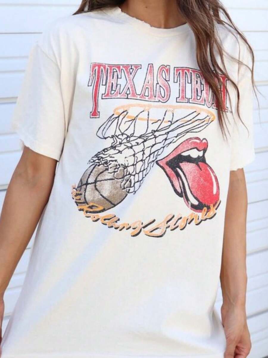 RollingStones Texas Tech University Basketball Net Off White Thrifted (2) - White - View 1