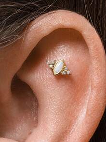 EleRunis 1 chiếc khuyên tai sụn phẳng hình ngôi sao và trái tim bất đối xứng bằng bạc Sterling 925, thích hợp đeo hàng ngày, làm quà tặng cho phụ nữ nhân dịp Ngày của Mẹ, đám cưới, tiệc tùng, lễ đính hôn, kỷ niệm, Ngày Valentine. - Vàng - Xem 34
