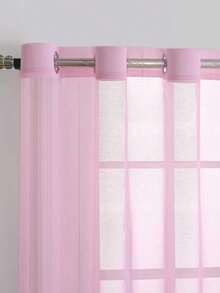 1pc Sheer Curtain, Grommet Curtain, Light Filtering Curtain, Semi-Transparent Curtain, Home/Office Use Curtain, Solid Color Modern Minimalist Polyester Voile Curtain, Softens Light, Suitable For Bedroom, Living Room, Balcony, UV Protection - Pink - View 10