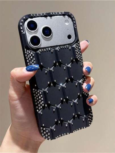 Funda de teléfono con lujo minimalista, brillos y diamante de imitación en forma de panal, compatible con iPhone 17 Pro Max, 17 Pro, 17, 16 Pro Max, 16 Pro, 16, 15 Pro Max, 15 Pro, 14 Pro Max, 14 Pro, 13, con formas geométricas artísticas, parachoques suave y protección anti-caídas