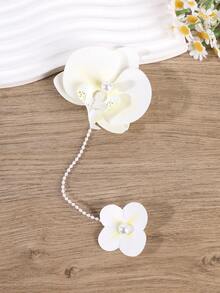 1pc Pearl Orchid Hair Clip, Multi-Color Tassel Flower Hair Clip, Sweet And Fresh Hair Accessory, Suitable For Vacation, Dating, Photography And Other Occasions, Claw Clip Style - Multicolor - View 5