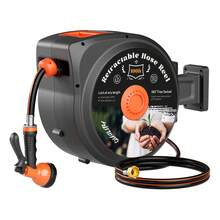 TABU 130FT Retractable Garden Hose Reel, 1/2" Heavy Duty Wall Mounted Auto Rewind Water Hose With 10 Pattern Nozzle, 180° Swivel Outdoor Hose Reel For Lawn, Garden, Car Washing - 130ft - View 1