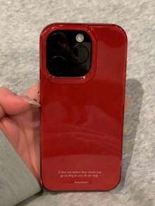 Slogan 1pc Cute Minimalist Solid Color Shock-Proof Phone Case, Suitable For IPhone 17/16/15 Pro Max/13/14/12 Pro Plus/11, Fashionable Candy-Colored Protective Cover - Red - View 2
