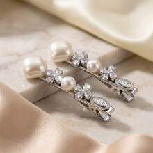 DIYPLUS 2pcs Women's Elegant Crystal Pearl Hair Clips, Vintage Bow Infinite Hair Clips, Luxury Crystal Hair Pins, Suitable For Wedding, Bride, Prom And Daily Wear, Fashion Hair Accessories Gift With Card,Travel,Party - Multicolor - View 8