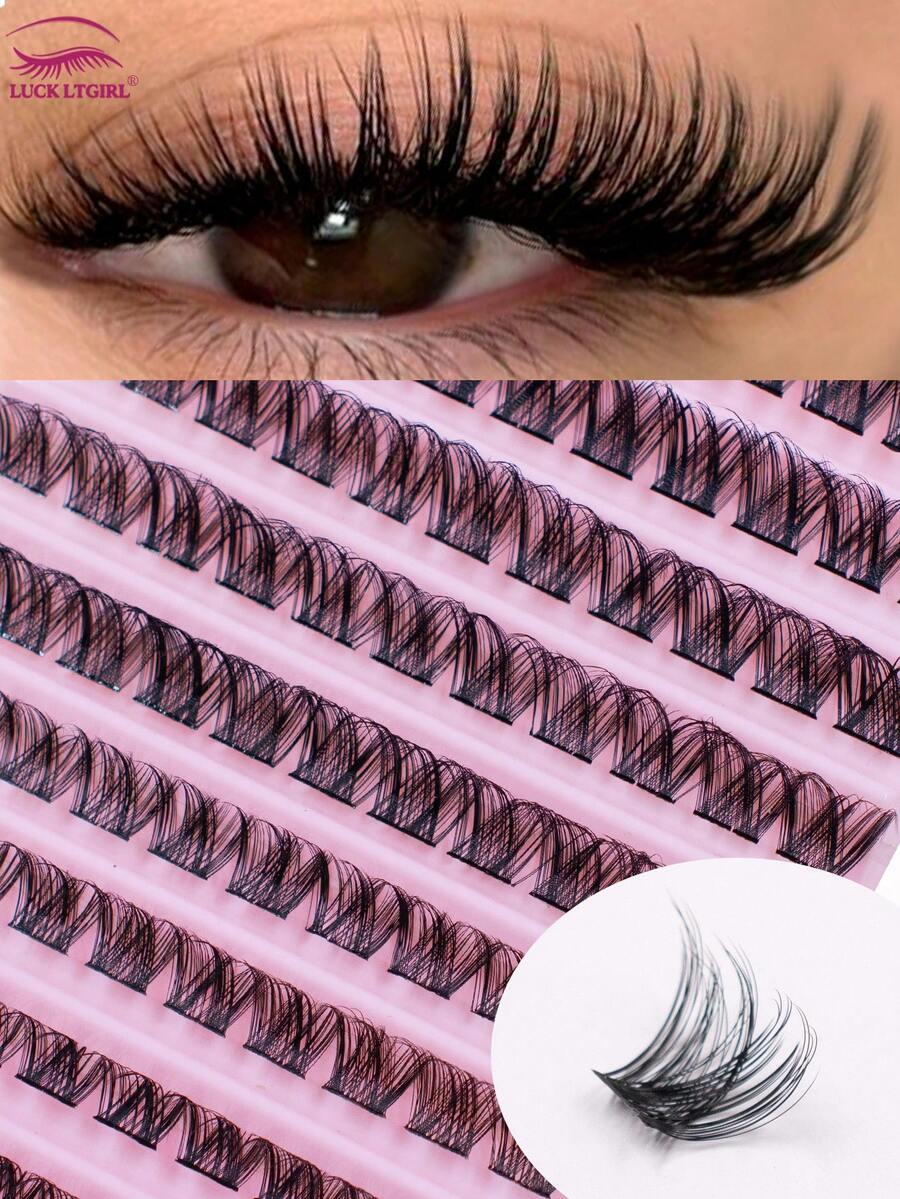 110Pcs D Curl Wispy Lash Clusters 8-16mm Mixed, Reusable Fluffy Individual Eyelashes, Soft Lightweight DIY Lash Extensions For Home Use - C - View 1