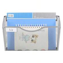 EasyPAG - Paquete de 3 soportes para archivos de pared con panel de etiquetas organizador de archivos colgantes de malla individual para papel tamaño carta A4 cesta de papeleo de montaje en pared - plateado - Ver 3