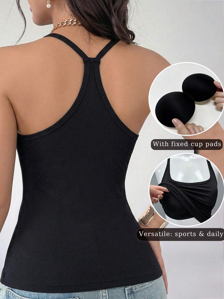 Áo tank top dài tay cổ tròn không tay dành cho nữ. - màu đen - Xem 1