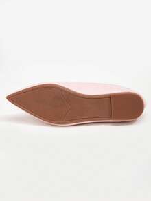 Women's Spring/Summer New Fashion Simple Elegant Embroidered Flats, Pointed Toe, Pearl Pink PU Leather, Comfortable Slip-On Low Heel Casual Shoes, Suitable For Office, Commute, All Seasons - Pink - View 8