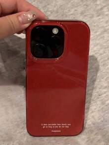 1pc Cute Minimalist Solid Color Shock-Proof Phone Case, Suitable For IPhone 17/16/15 Pro Max/13/14/12 Pro Plus/11, Fashionable Candy-Colored Protective Cover - Red - View 3