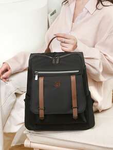 Mochila de gran capacidad de moda para mujer, adecuada para viajes, estudiantes y estilo callejero - Negro - Ver 3