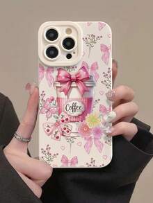 1 Piece Fashion Phone Case. Does Not Include Lanyard Or Stand. Chicaos Minimalist Pink Bow Coffee Pattern Fashion Shockproof Milk Tea Painted Perforated Phone Case Compatible With 17/17Pro/17ProfessionalMax/16/11/16Pro/16Plus/16ProfessionalMax/16E/15ProfessionalMax/13/14/12/XS/XR/7G/8P. Compatible With S25/S25Plus/S25Ultra/A16/A36/A26/A56/A50/A12/A32, Gift For Women, International Version, Not The National Version, Birthday Gift - 多色 3 - 查看 11