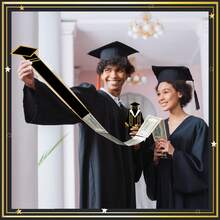 1pc 2026 Graduation Cap & Gown Money Pull Box, Black Gold Money Pull Box Gift 2026 Grad Graduation Party Surprise Gift Container For 2026 Graduation Celebration, Commencement Ceremony, Grad Party Decor, Graduation Gift Surprise - Money Box - View 3