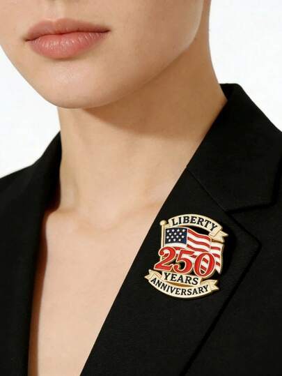 1pc Fashionable Personalized US Flag 250th Anniversary Brooch, Independence Day Brooch, Suitable For Daily Commute, Vacation, Fashionable Personalized Jewelry Gift, Perfect For Party And Holiday, Versatile Accessory For Women's Casual And Vacation Outfits