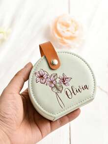 Personalized Travel Jewelry Box, Leather Jewelry Storage Case For Earrings, Rings, Necklaces, Suitable As Bridesmaid Gift, Mother's Day Gift, Beach Vacation Jewelry Box, Single Party Gift, Women Gift - Multicolor - View 6