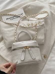 Lightweight Mini Chain Bag Quilted Handbag Bucket Bag Suitable For Girls, College Students And Office Workers - White - View 6