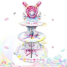 1pc/Bag Ice Cream Baseball Cake Stand, Birthday Party Cake Decoration, Colorful Baseball Birthday Party, Disposable 3-Tier Cupcake Stand Decorations - View 6