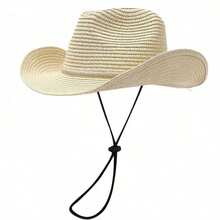 Hollow Western Cowboy Hat Combines Straw Material With Retro Design.It Has A Wide Brim And A Classic Hat Shape.It Has Both Sun Protection And Style.It Is Suitable For Summer Travel, Beach Parties Or Theme Activities, Showing The Free And Unrestrained Western Style And Personality Declaration. - 淺褐色的 - 查看 7