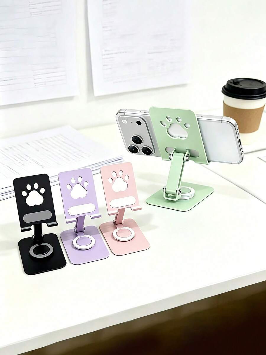 Giá đỡ điện thoại đa năng hình bàn chân mèo dễ thương bằng kim loại, có thể xoay và gập lại. - Nhiều màu - Xem 1