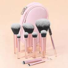 10pcs Mini Makeup Brush Set, Portable Travel Size, Multi-Color Options - Pink - View 9