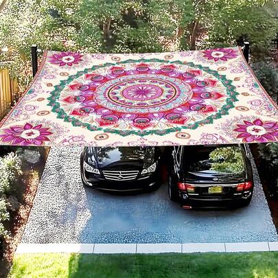 1 tấm bạt che nắng ngoài trời in họa tiết Mandala phong cách Bohemian, dùng cho sân vườn, cắm trại, hiên nhà, bãi biển, dã ngoại, cắm trại, công viên, bãi cỏ (Không bao gồm cột)
