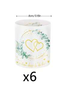 6 pièces/1 pièce Décoration de lanterne de mariage - Porte-bougie romantique avec couronne d'eucalyptus et motif en forme de cœur; Convient pour la fête des mères, le mariage, l'anniversaire, la remise des diplômes, la fête à thème, l'anniversaire de mariage et l'enterrement de vie de jeune fille - Taille unique - Voir 7