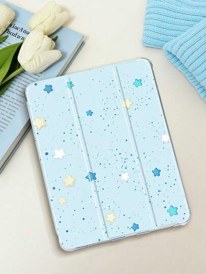 Ốp lưng máy tính bảng phẳng họa tiết sao tối giản, tương thích với iPad Mini4/Mini5/Mini6/Mini7/Air/Air2/9.7/10.2/10.5/Air4/Air5/10.9/Pro 11-Inch/Thế hệ thứ 10/ Air 11-In.(M2)-2024/ Pro11-In.(M4)-2024/Air 11-Inch (M3) 2025/ (A16) 11 Inch Thế hệ thứ 11 2025/ Air 8(M4)2026(11-Inch), Galaxy Tab A8 10.5 Inch 2022. Sản phẩm không bao gồm bút cảm ứng. Khe cắm bút cảm ứng tích hợp, chân đế gập 3, viền TPU mềm bảo vệ chống rơi và mài mòn, chế độ ngủ/thức từ tính, dễ thương/cá tính/vui nhộn, ốp lưng máy tính bảng gập 3 với khe cắm bút cảm ứng.