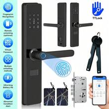 Capacitive Fingerprint Smart Door Lock With Handle & Keypad (Including Key And Card)  – No More Lost Keys,Keyless Entry & Remote Access,Auto & One Touch Lock | Digital Smart Door Locks | Easy Installation | IP54 Waterproof Suitable For Homes, Rooms - Black - View 11