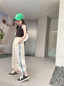 Quần nỉ thể thao sọc túi bên hông cho bé gái tuổi teen - Màu be - Xem 4