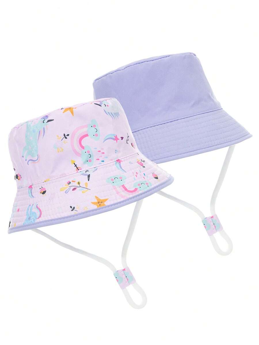 1pc Kids Printed Reversible Bucket Hat, Unisex Daily Wear Sun Protection Bucket Hat For Boys & Girls - Multicolor - View 1