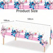 Paw Patrol 蓝色和粉色史迪奇礼品袋（带提手）、莉萝和史迪奇桌布、派对节日桌布或背景布、生日桌布 - 查看 9