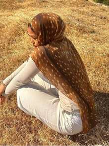 1件装女士时尚休闲梅花鹿印花围巾头巾，轻盈透气，适合日常佩戴 - 彩色 - 查看 1