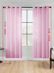 1pc Sheer Curtain, Grommet Curtain, Light Filtering Curtain, Semi-Transparent Curtain, Home/Office Use Curtain, Solid Color Modern Minimalist Polyester Voile Curtain, Softens Light, Suitable For Bedroom, Living Room, Balcony, UV Protection - Pink - View 24