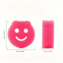 1/3pcs Multi-Color Kitchen Cleaning Sponge Set - Scratch-Resistant, Heat-Resistant, Commercial & Household Dish Washing Sponge, Cartoon Smiling Face Dish Sponge, Kitchen Cleaning Sponge Pad, Dishcloth, Temperature Sensing Sponge Blocks - Multicolor - View 3