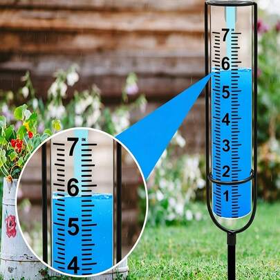 Pluviómetro de jardín para exteriores, instrumento de medición de precipitación preciso, monitor de precipitación, herramienta de medición de patio con pantalla grande