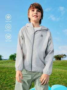 Balabala Tween Boy 2026 Summer Zip-Up Hooded Lightweight Breathable Jacket - Light Gray - View 12