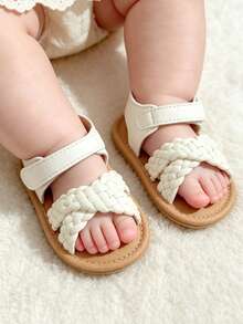 Giày sandal Mary Jane cho bé gái 0-6 tháng/6-12 tháng/12-18 tháng, giày công chúa mùa hè chống trượt đế mềm cho bé đi học mẫu giáo, dự tiệc bãi biển, thoáng khí, hở mũi mùa xuân/hè. - trắng - Xem 8