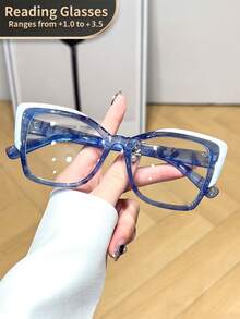 LiMiaoMiao 1 pièce Lunettes de lecture extra larges style chat eye, style vintage pour femmes, verres transparents, grossissement de +1,0 à +3,5 pour ordinateur et lecture - transparent - Voir 14