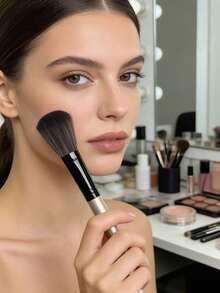 Luxury Wooden Handle Powder Brush - Soft & Fluffy Bristles Face Brush, Suitable For Blush, Bronzer And Setting Powder, Professional Beauty Makeup Daily Use - Champagne - View 5