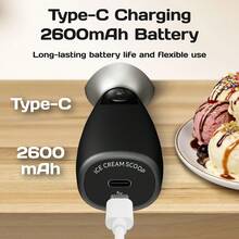 Cuchara para helado con calefacción de 2600mAh, cuchara para helado con calefacción ajustable con pantalla LED, recargable - Blanco - Ver 6