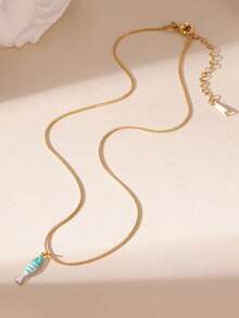GEREIT 1 chiếc dây chuyền mặt hình cá nhiều màu sắc bằng thép không gỉ mạ vàng 18K, phong cách Bohemian, phù hợp cho nữ giới đeo hàng ngày và trong các dịp lễ. - Nhiều màu - Xem 6