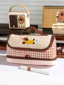 1pc 2026 New Cute Cartoon Dirt-Resistant Student Pencil Case, Extra Large Capacity Desktop Multi-Pocket Design Pencil Box, Multifunctional Dorm Cosmetic Bag, Can Store Calculator, Notebook And Pens - Suitable For School, Office And Travel - Suitable For Students, Professionals, Male And Female, School Stationery Storage Box, Multifunctional Storage Box, Secure Zipper Closure, Pencil Case - Multicolor - View 14