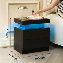 Modern Style Bedside Table With Two Drawers, Easy Assembly, Ample Storage Space, Suitable For Bedrooms And Living Rooms - 黑色 - 查看 4