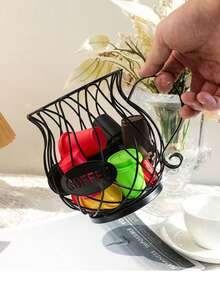 1pc Coffee Capsule Basket, Coffee Capsule Storage Tray, Dried Fruit Plate, Coffee Table Snack Plate, Suitable For Home Living Room - Black - View 7