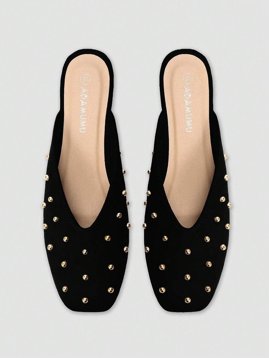 ADAMUMU New Women's High-End Fashion Comfortable Sequin Flat Shoes, Cute Suitable For Daily Wear, Spring/Summer Holiday - Black - View 1