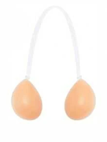 Sujetador adhesivo desnudo con tirantes transparentes integrados - Invisible debajo de vestidos sin espalda y de escote bajo - Albaricoque - Ver 6