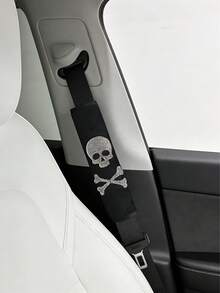 水钻骷髅头汽车安全带肩垫，毛绒防磨损安全带套，四季皆宜 - A - 查看 3